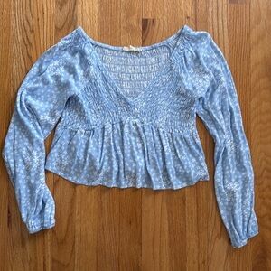 L.A. Hearts Peplum Top Shirt Blue Flowers Small